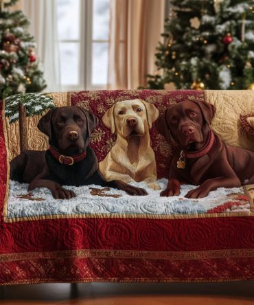 Trio Of Labs Quilted Sofa Cover
