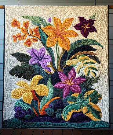 Tropical Bloom Quilted Blanket
