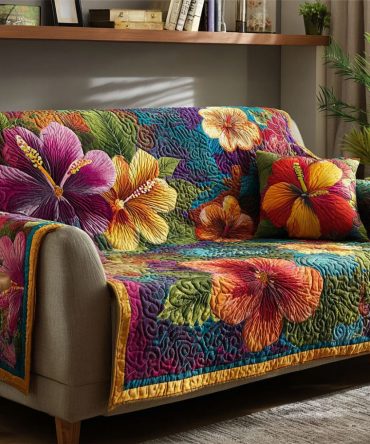 Tropical Bloom Quilted Sofa Cover