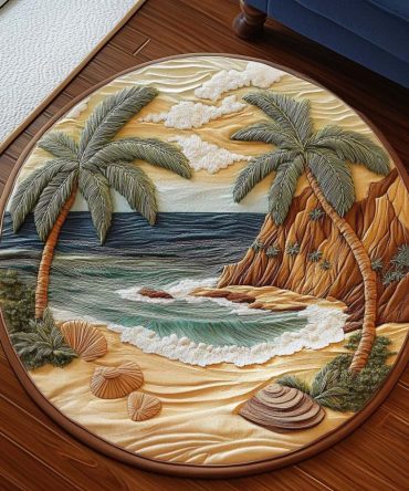 Tropical Calm Quilted Round Mat