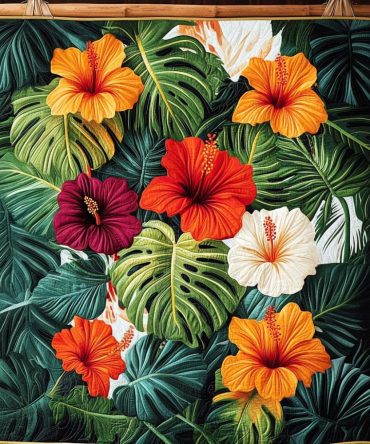 Tropical Harmony Quilted Blanket