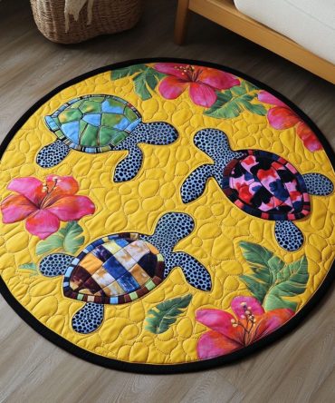 Tropical Turtles Quilted Round Mat