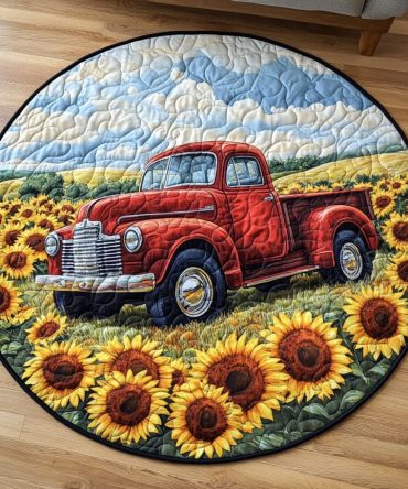 Truck Garden Quilted Round Mat