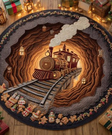 Tunnel Of The Silver Rails Quilted Round Mat