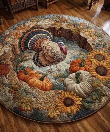 Turkey Harvest Quilted Round Mat