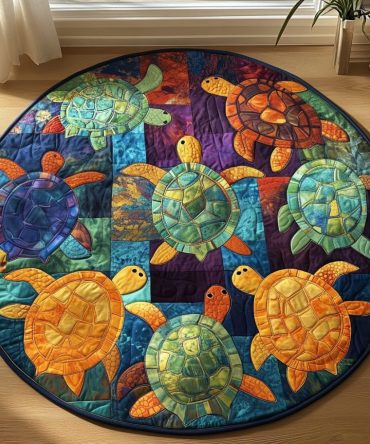 Turtle Delight Quilted Round Mat