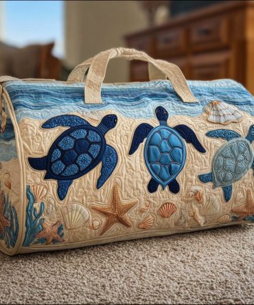 Turtle Dream Quilted Duffle Bag - Unique Travel & Gym Bag with Quirky Turtle Design