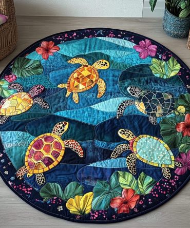 Turtle Glow Quilted Round Mat