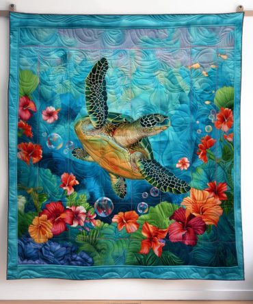 Turtle Haven Art Quilt Hanging