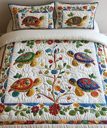 Turtle Haven 3-Piece Quilted Bedding Set