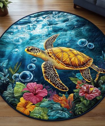 Turtle Haven Quilted Round Mat