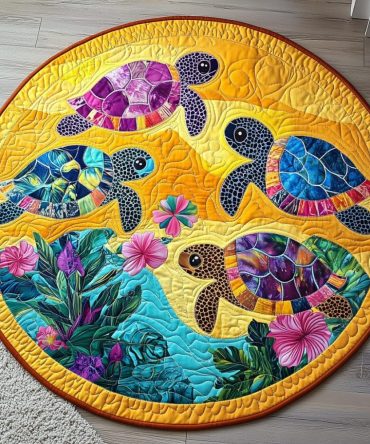 Turtle Haven Quilted Round Mat