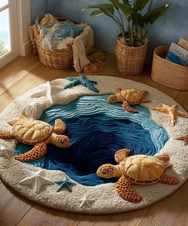 Turtle Journey Quilted Round Mat