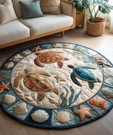 Turtle Journey Quilted Round Mat