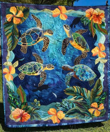 Turtle Lagoon Quilted Blanket