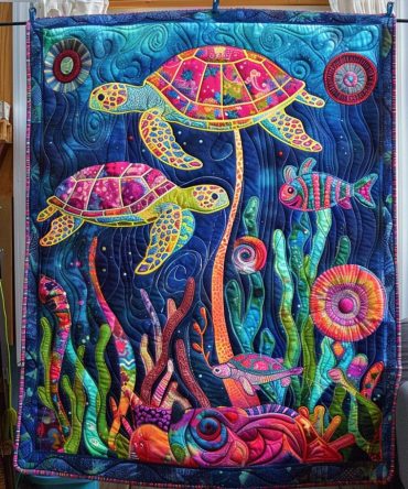 Turtle Oasis Quilted Blanket
