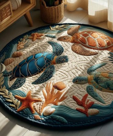 Turtle Paradise Quilted Round Mat