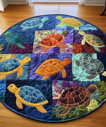 Turtle Reflections Quilted Round Mat