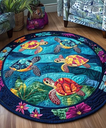 Turtle Relax Quilted Round Mat