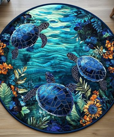 Turtle Retreat Quilted Round Mat