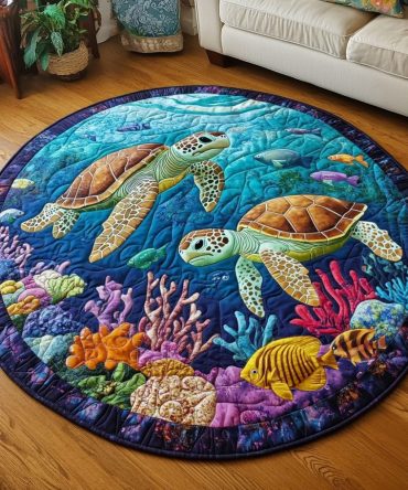 Turtle Tides Quilted Round Mat