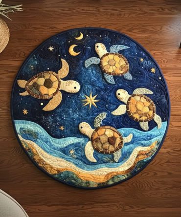 Turtle Tranquility Quilted Round Mat