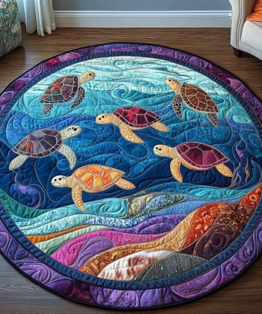 Turtle Tranquility Quilted Round Mat
