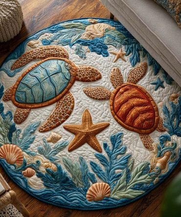 Turtle Voyage Quilted Round Mat