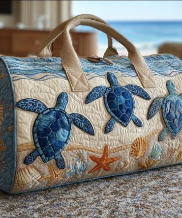Turtle Wave Quilted Duffle Bag – Quilted Sea Turtle Weekender & Carry-On for Beach, Travel, Gym