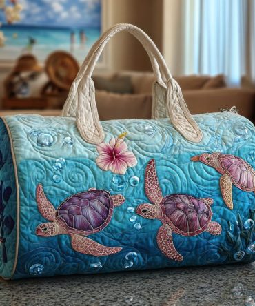Turtle Wave Quilted Duffle Bag – Tropical Sea Turtle Travel & Gym Overnight Bag, Quilted Beach Weekend Carry-On