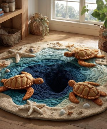 Turtle Waves Quilted Round Mat