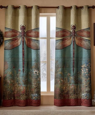 Twilight Dragonfly Quilted Curtains