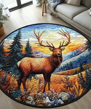 Twilight Elk Quilted Round Mat