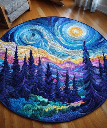 Twilight Pines Quilted Round Mat