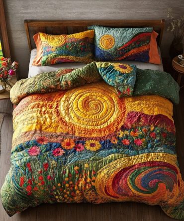 Twilight Sun 3-Piece Quilted Bedding Set
