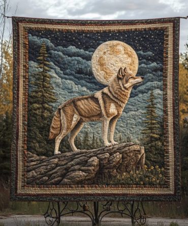 Twilight Wolf Quilted Blanket