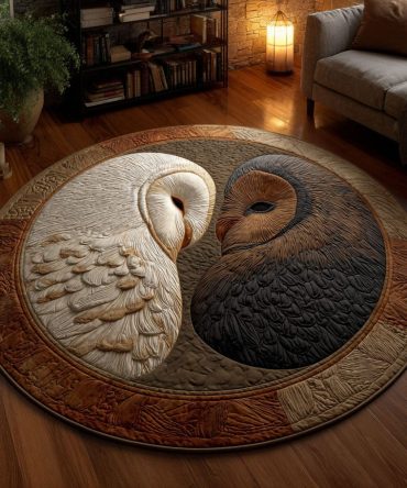 Twin Owls Quilted Round Mat