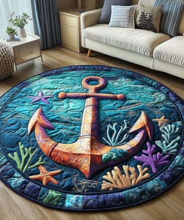 Underwater Anchor Quilted Round Mat