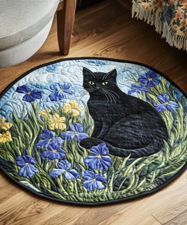 Velvet Bloom Quilted Round Mat