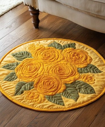 Velvet Blossom Quilted Round Mat
