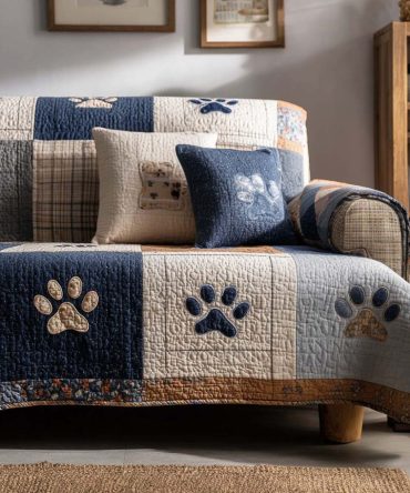 Velvet Paws Quilted Sofa Cover