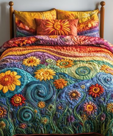 Vibrant Blooms 3-Piece Quilted Bedding Set