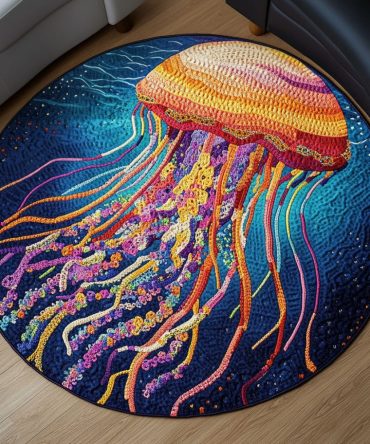 Vibrant Flow Quilted Round Mat
