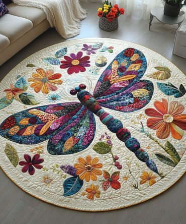 Vibrant Flutter Quilted Round Mat