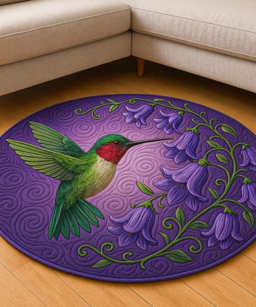 Vibrant Hummingbird Quilted Round Mat