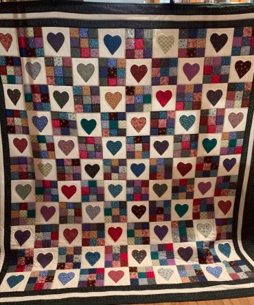 Vintage Floral Heart Quilted Blanket