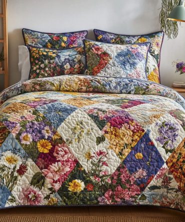 Vintage Bloom 3-Piece Quilted Bedding Set