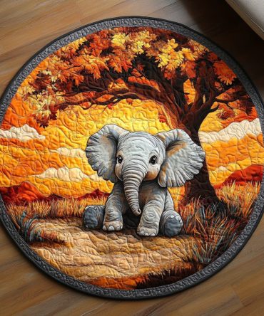 Vintage Elephant Quilted Round Mat