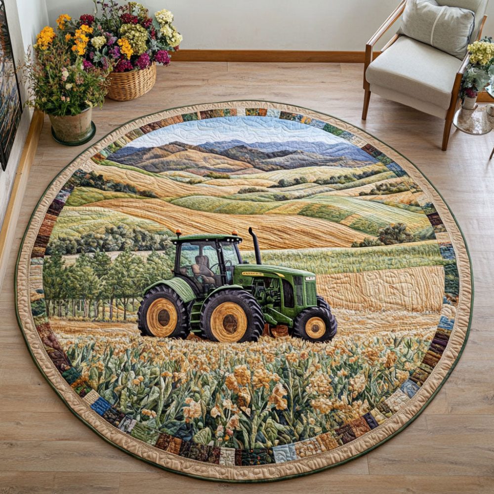 Vintage Farm Quilted Round Mat