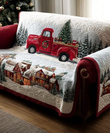 Vintage Truck Town Quilted Sofa Cover